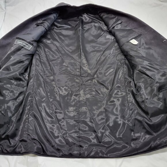Andrew Fezza Mens Blazer Jacket Faux Suede 44L ( 48" Chest ) Black - Picture 7 of 16